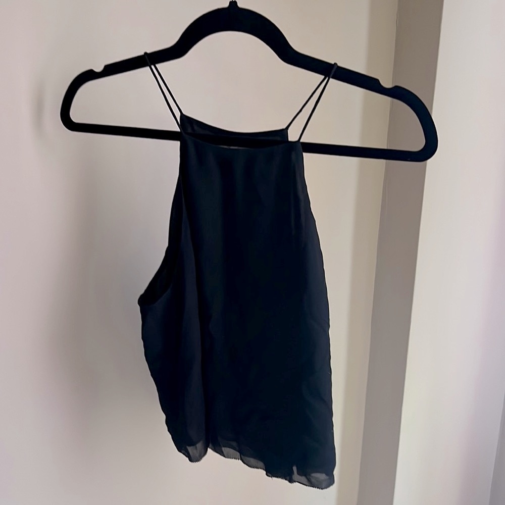 Wilfred Silk Strappy Black Tank Top